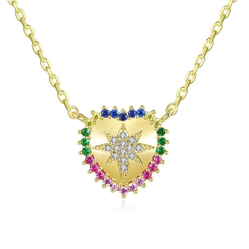 Pink & Green Cubic Zirconia Star Heart Pendant Necklace made by Zulily