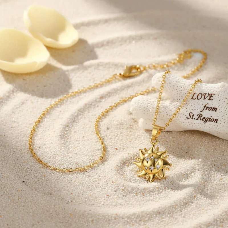 Cubic Zirconia & Goldtone Sun Pendant Necklace made by Zulily