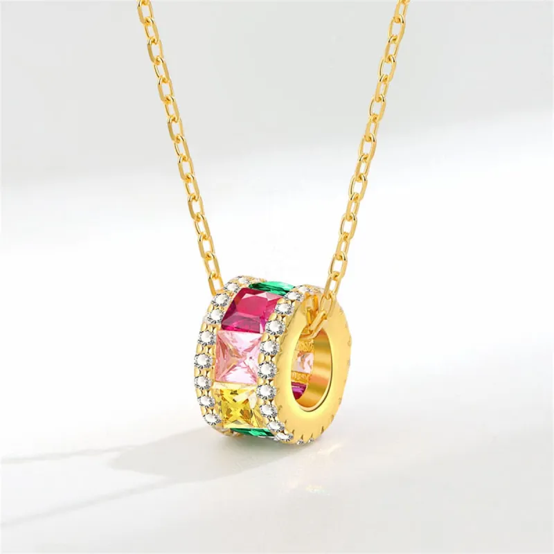 Multicolor Crystal & Cubic Zirconia Goldtone Cylinder Pendant Necklace made by Zulily