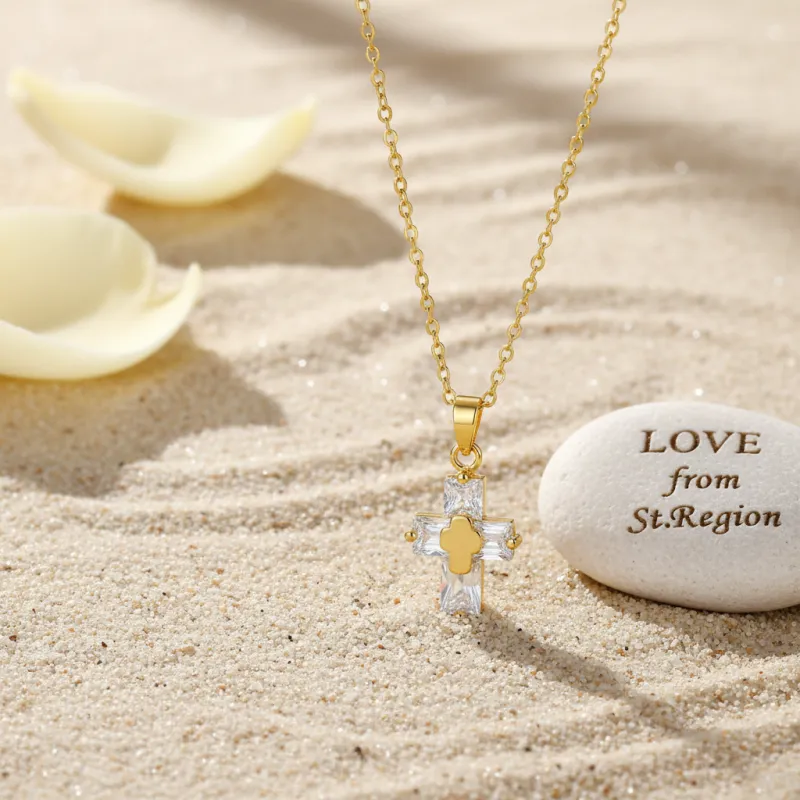 Crystal & Goldtone Stacked Cross Pendant Necklace made by Zulily