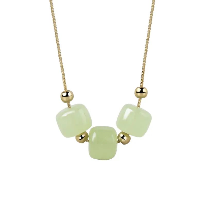 Jade & Goldtone Beaded Pendant Necklace made by Zulily