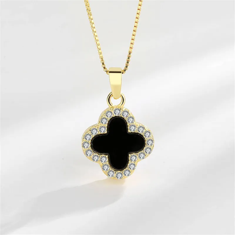 Shell & Goldtone Cubic Zirconia-Accent Clover Pendant Necklace made by Zulily