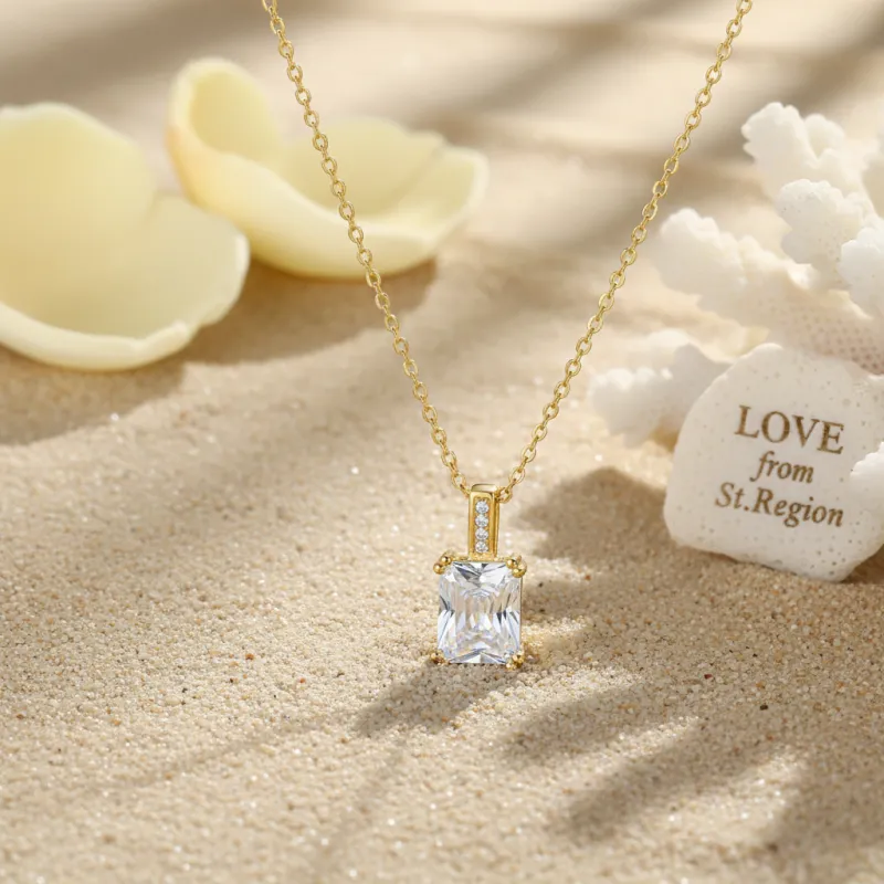 Princess-cut Crystal & Cubic Zirconia Goldtone Pendant Necklace made by Zulily