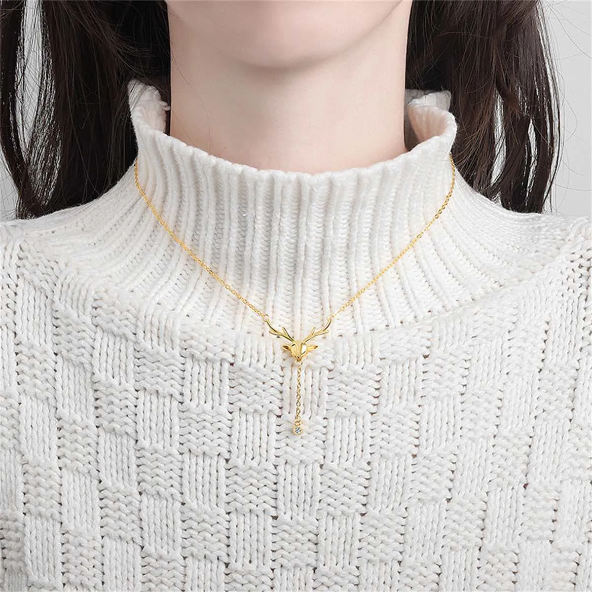 Cubic Zirconia & Goldtone Reindeer Pendant Necklace sold by Zulily product image thumbnail 2