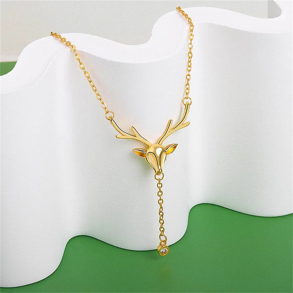 Cubic Zirconia & Goldtone Reindeer Pendant Necklace sold by Zulily
