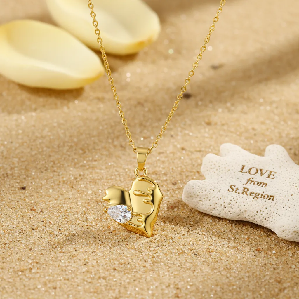Pear-cut Crystal & Goldtone Heart Pendant Necklace sold by Zulily