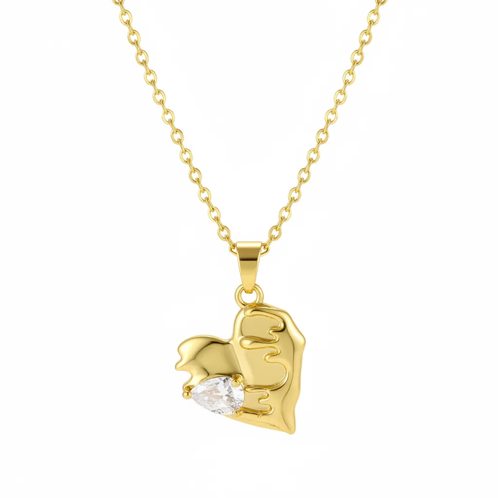 Pear-cut Crystal & Goldtone Heart Pendant Necklace sold by Zulily product image thumbnail 2