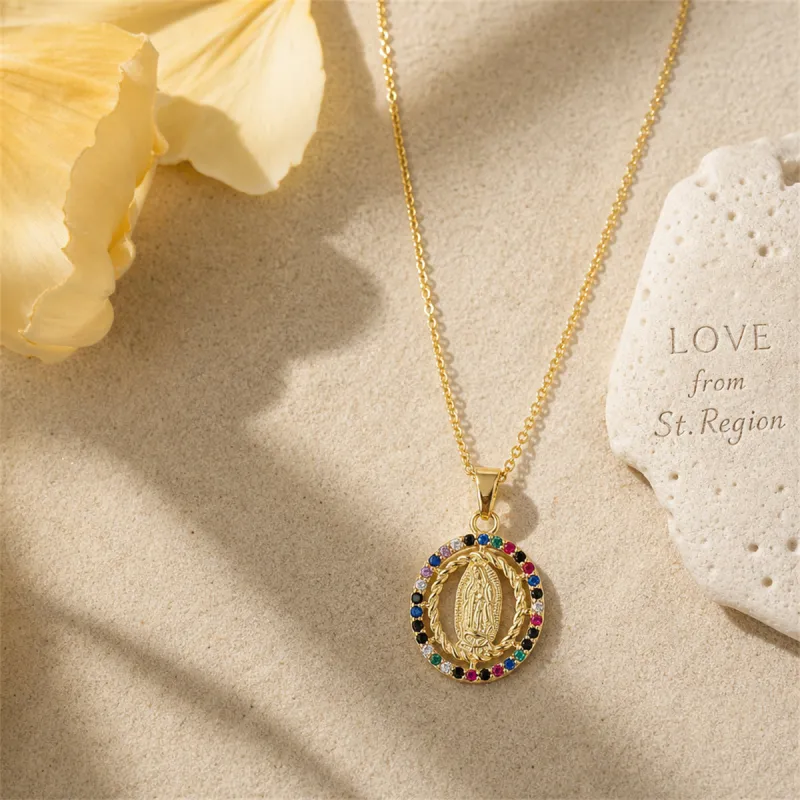 Green Multicolor Cubic Zirconia & Goldtone Marry Pendant Necklace made by Zulily