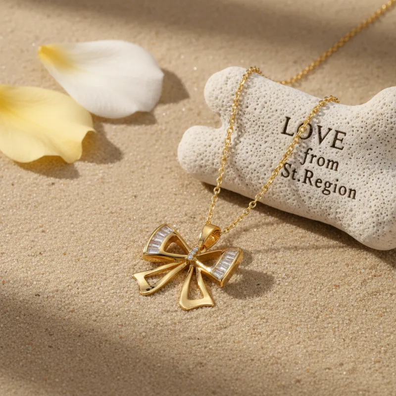 Crystal & Cubic Zirconia Goldtone Bow Pendant Necklace made by Zulily