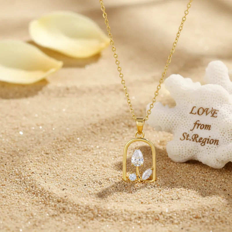 Crystal & Goldtone Vase Pendant Necklace made by Zulily