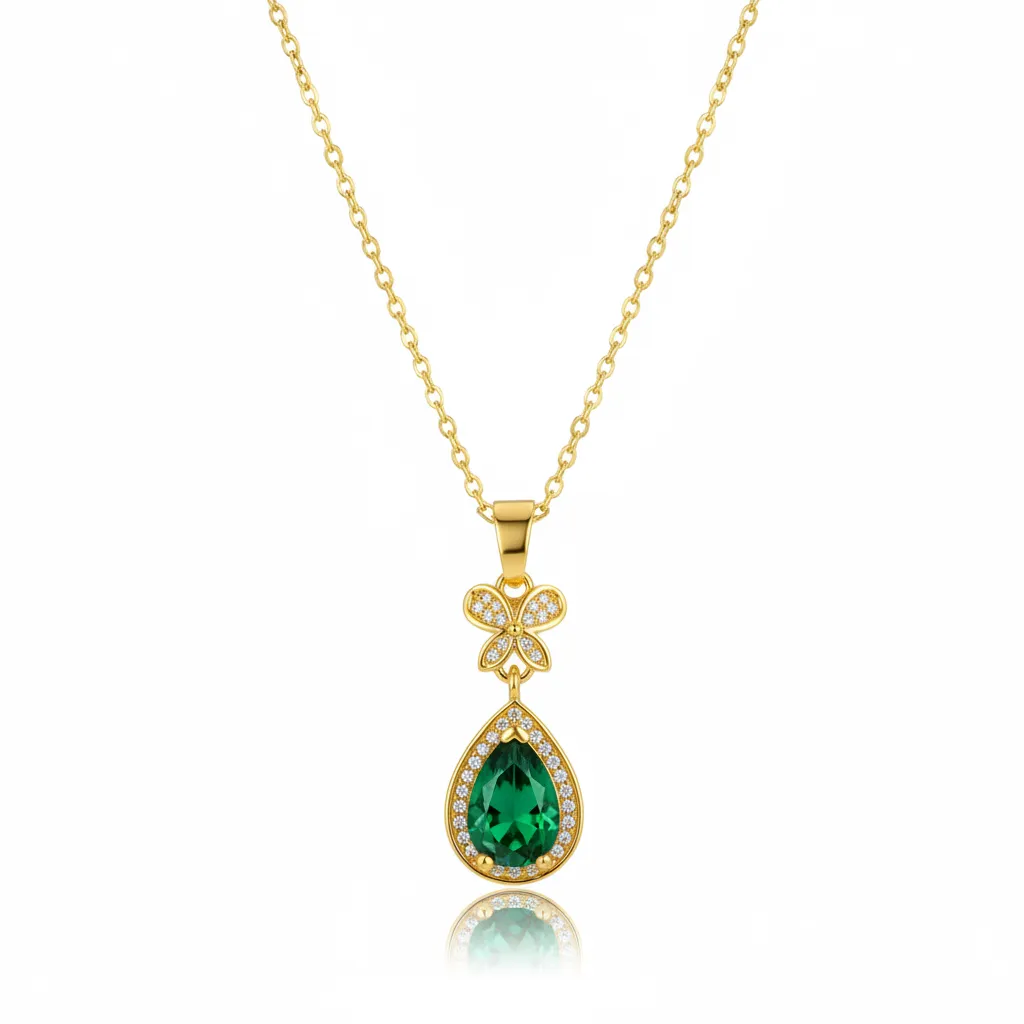 Green Crystal & Cubic Zirconia Butterfly Drop Pendant Necklace sold by Zulily product image thumbnail 2
