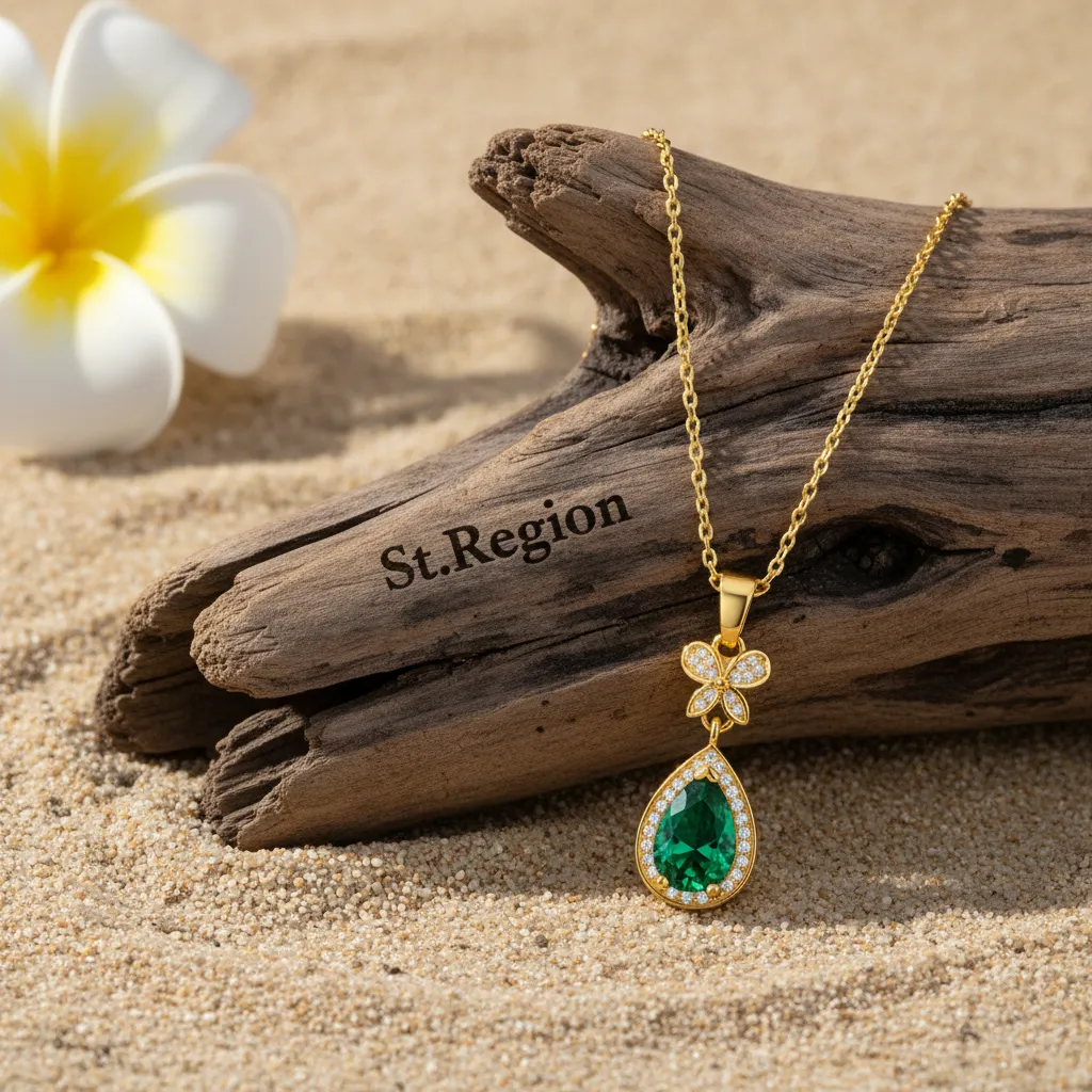 Green Crystal & Cubic Zirconia Butterfly Drop Pendant Necklace sold by Zulily product image thumbnail 3