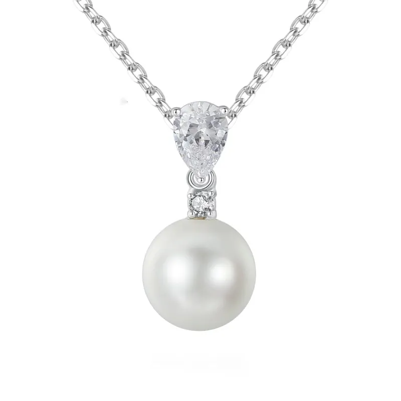 Crystal & Pearl Cubic Zirconia-Accent Drop Pendant Necklace made by Zulily