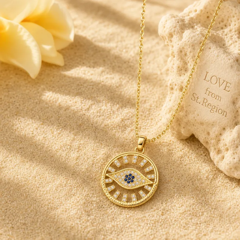 Cubic Zirconia & Goldtone Eye Round Pendant Necklace made by Zulily