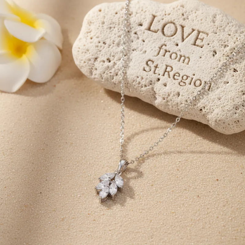 Marquise Crystal & Silvertone Leaves Pendant Necklace made by Zulily