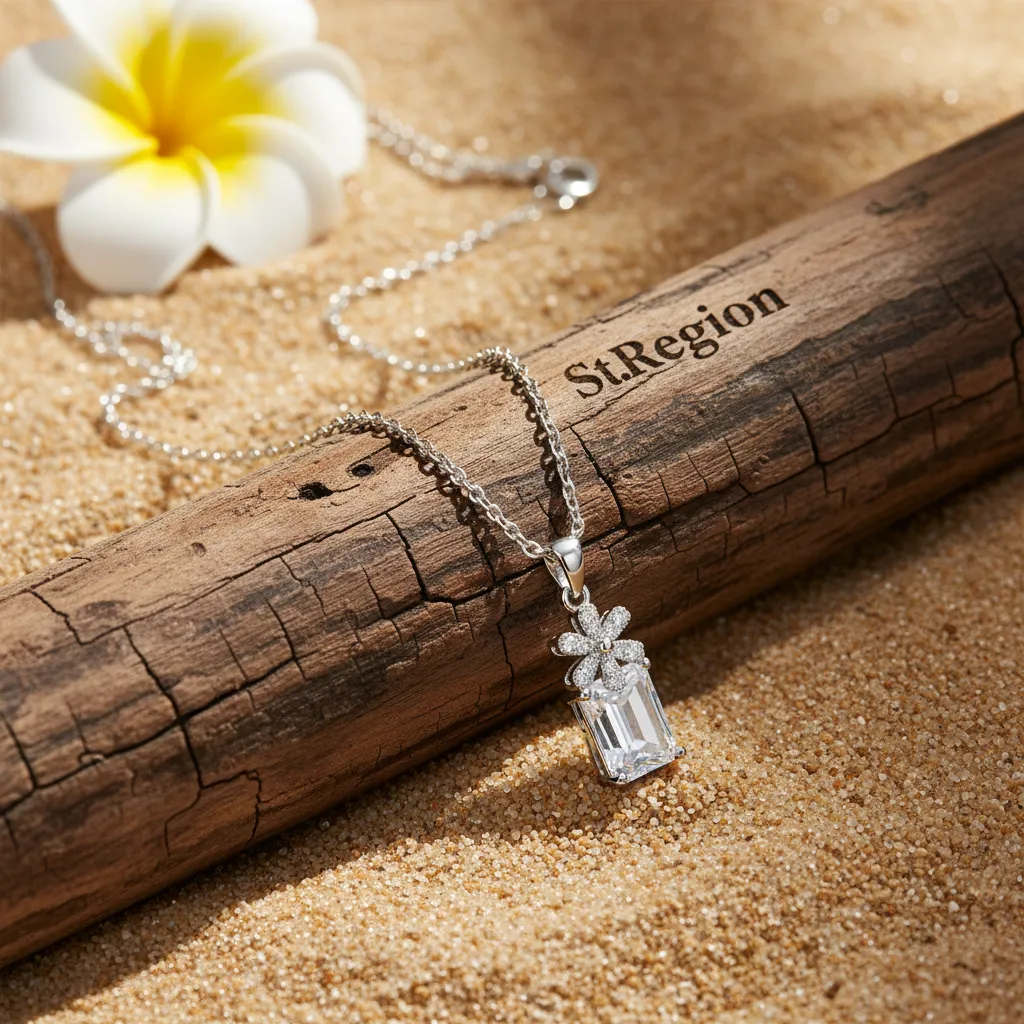 Cubic Zirconia & Crystal Floral Pendant Necklace sold by Zulily product image thumbnail 3