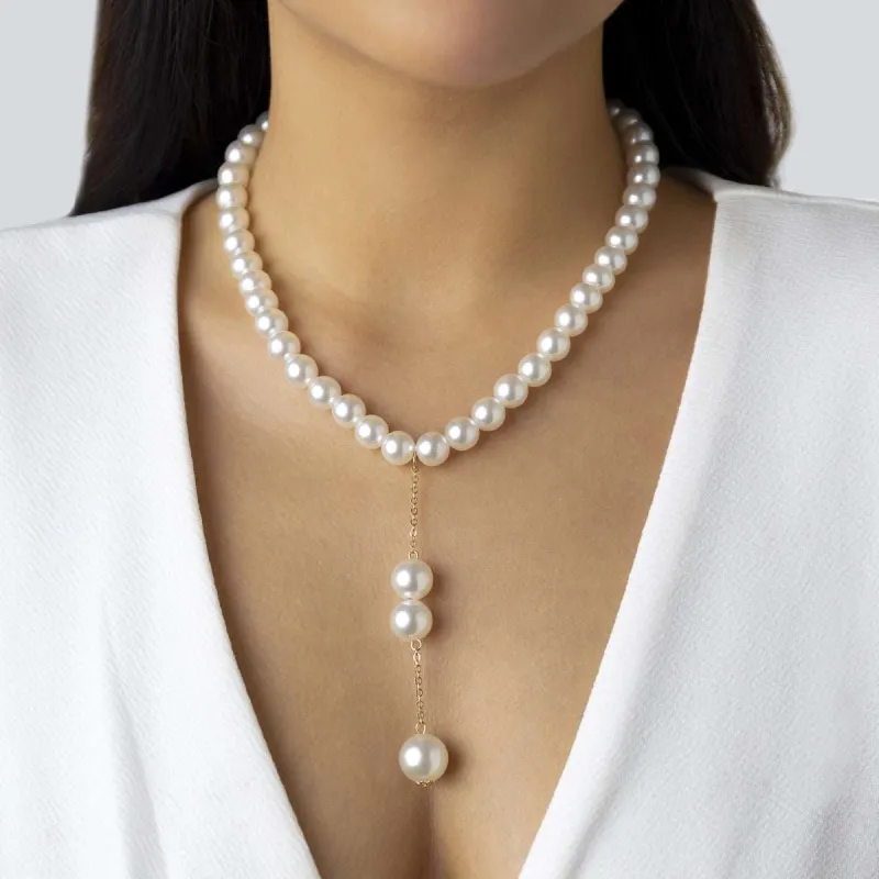 Pearl & Goldtone Drop Lariat Necklace made by Zulily
