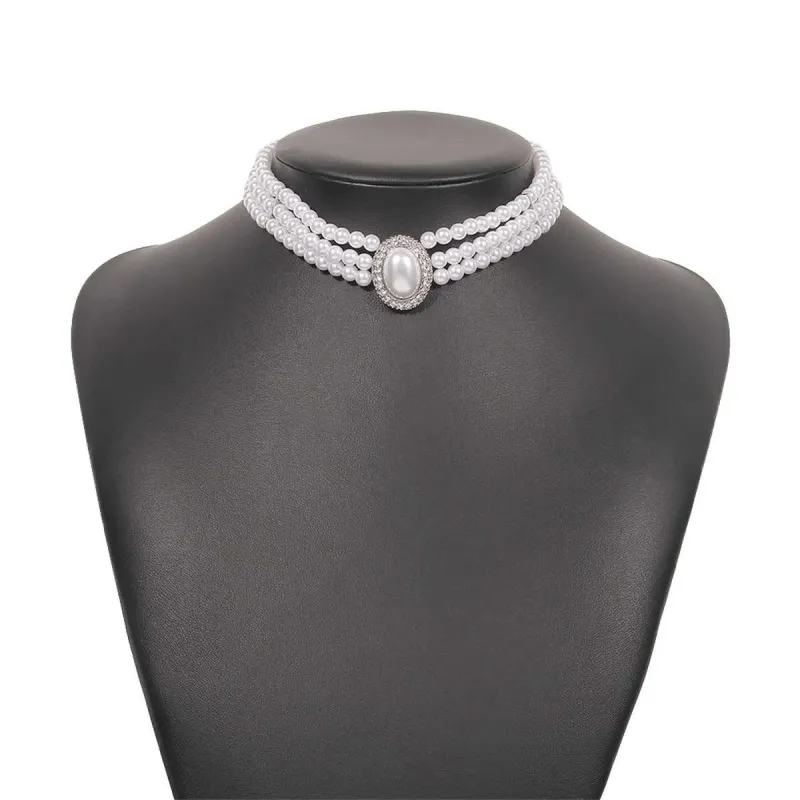 Cubic Zirconia & Pearl Silvertone Oval Layered Choker made by Zulily