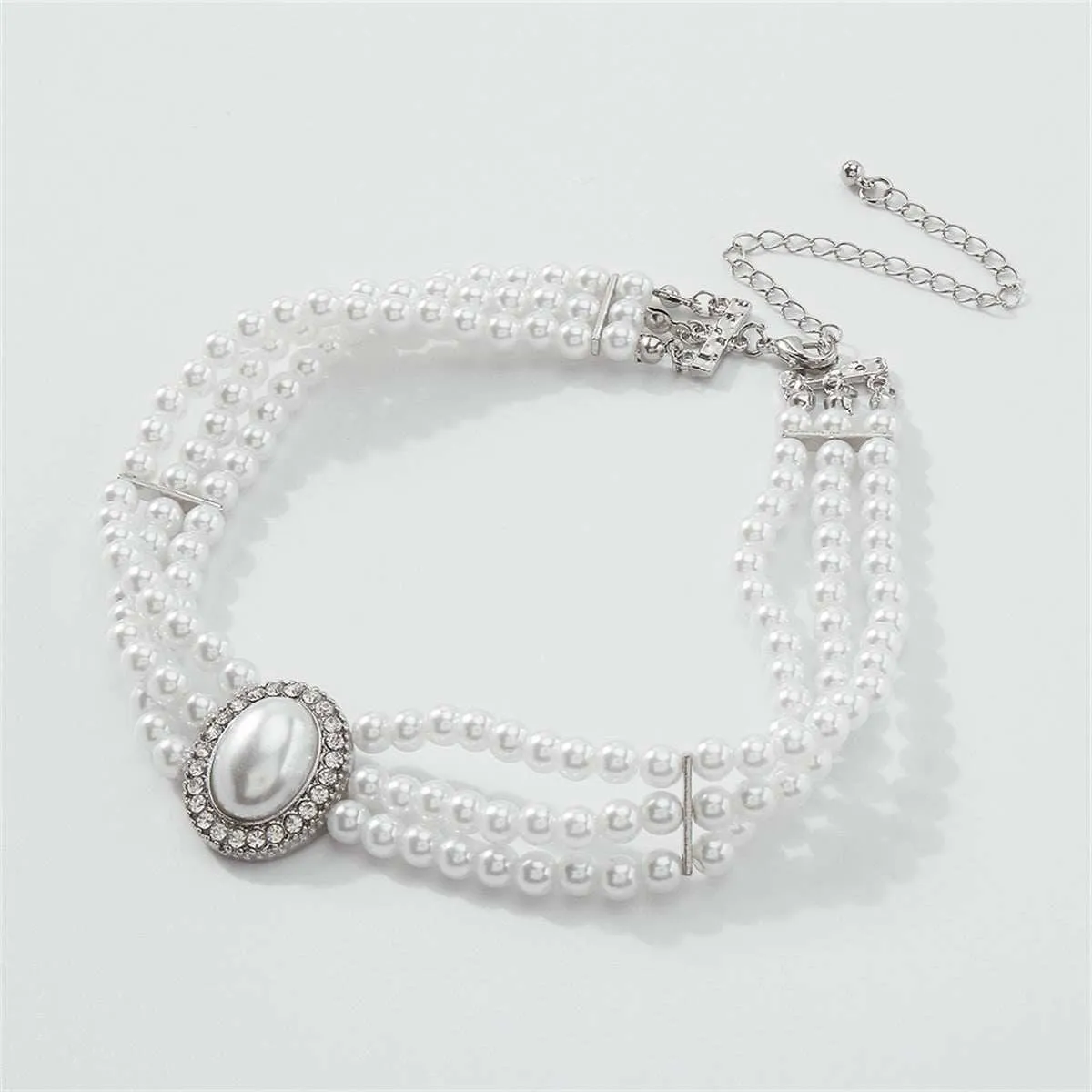 Cubic Zirconia & Pearl Silvertone Oval Layered Choker sold by Zulily product image thumbnail 3