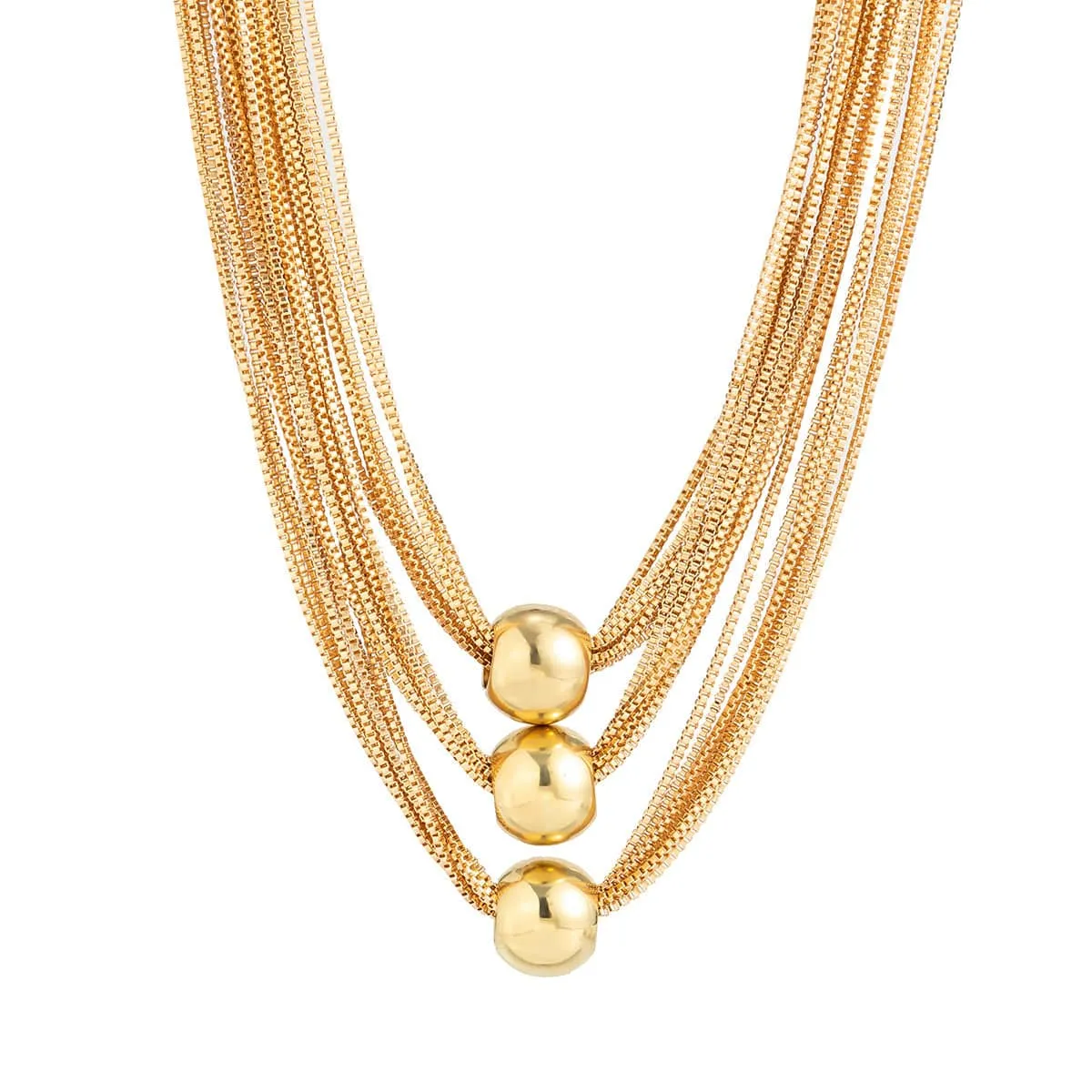 Goldtone Ball Layered Collar Necklace sold by Zulily product image thumbnail 3