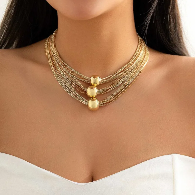 Goldtone Ball Layered Collar Necklace made by Zulily