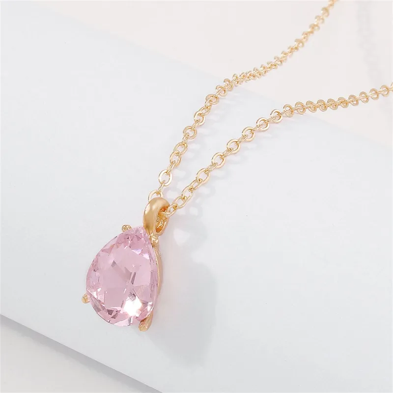 Pink Crystal & Goldtone Teardrop Pendant Necklace made by Zulily
