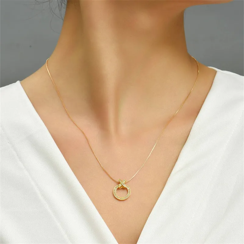 Cubic Zirconia & Goldtone Circle Pendant Necklace made by Zulily