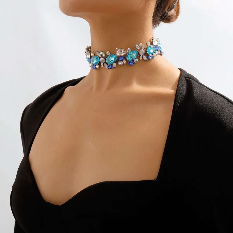 Blue & White Crystal Cluster Choker made by Zulily