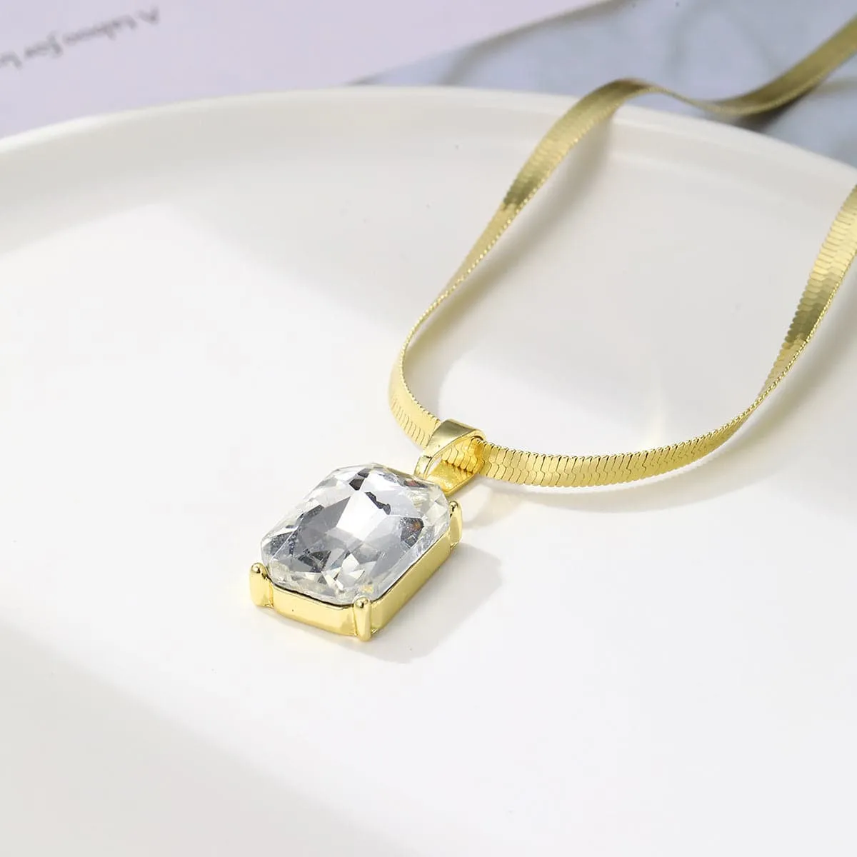 Crystal & Goldtone Herringbone Pendant Necklace sold by Zulily product image thumbnail 3