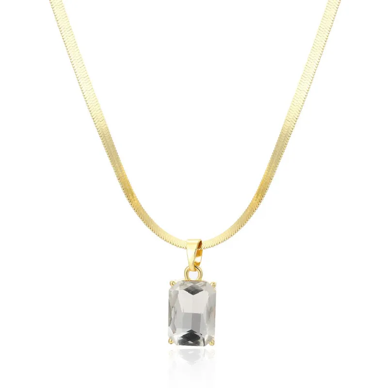 Crystal & Goldtone Herringbone Pendant Necklace made by Zulily