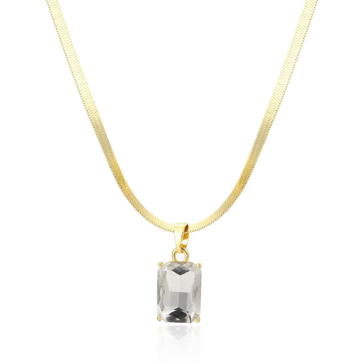 Crystal & Goldtone Herringbone Pendant Necklace sold by Zulily