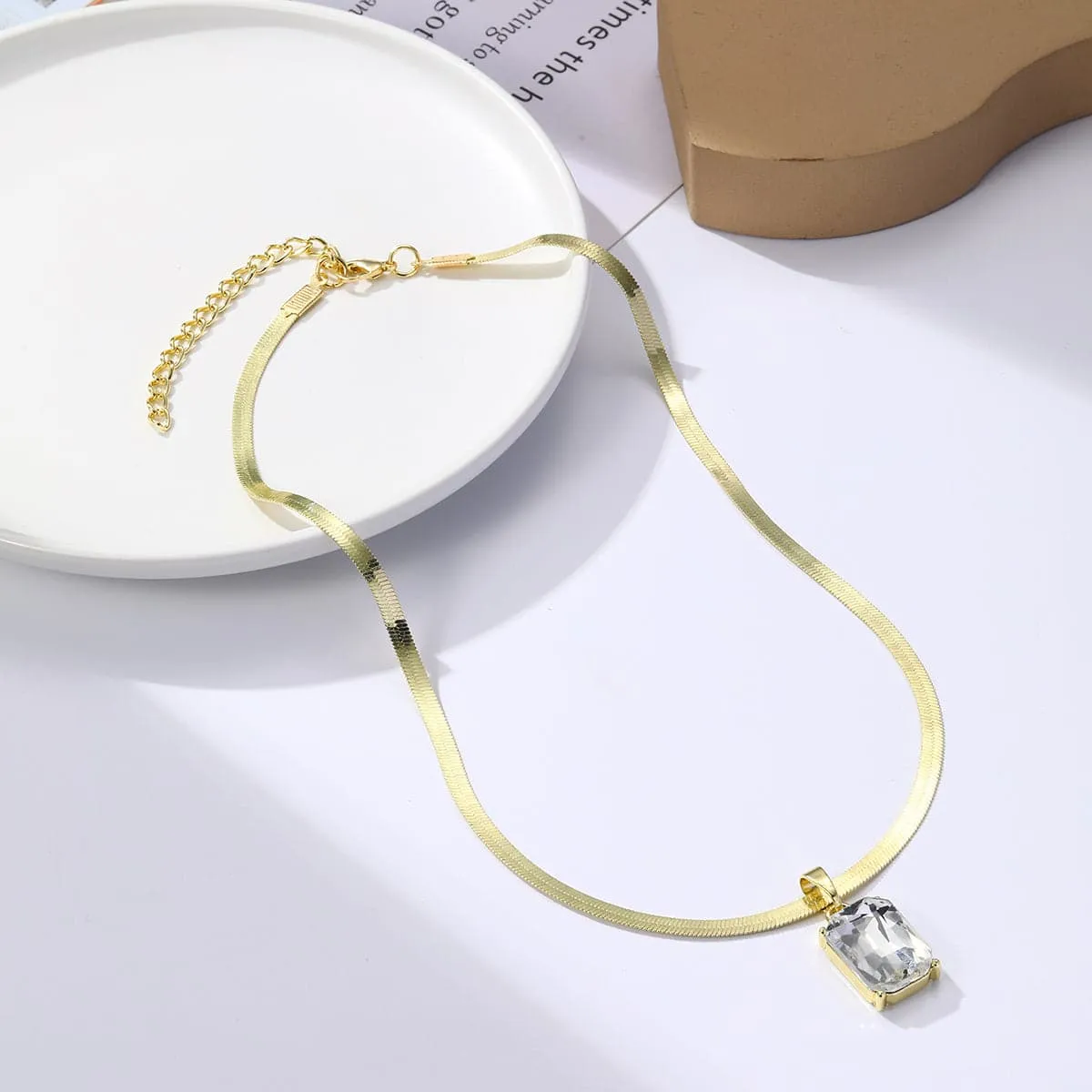 Crystal & Goldtone Herringbone Pendant Necklace sold by Zulily product image thumbnail 2