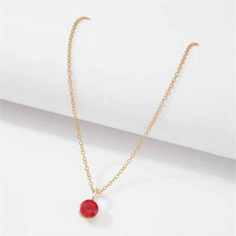 Red Cubic Zirconia & Goldtone Circle Pendant Necklace made by Zulily