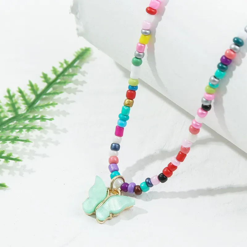 Green & Red Multicolor Howlite Butterfly Pendant Necklace made by Zulily