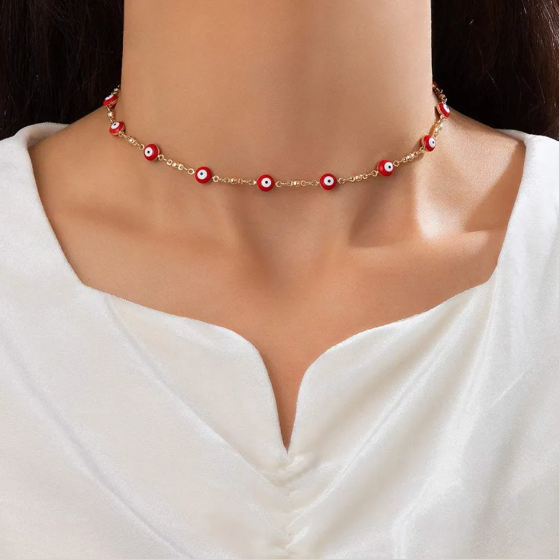 Red Acrylic & Goldtone Eye Station Necklace made by Zulily