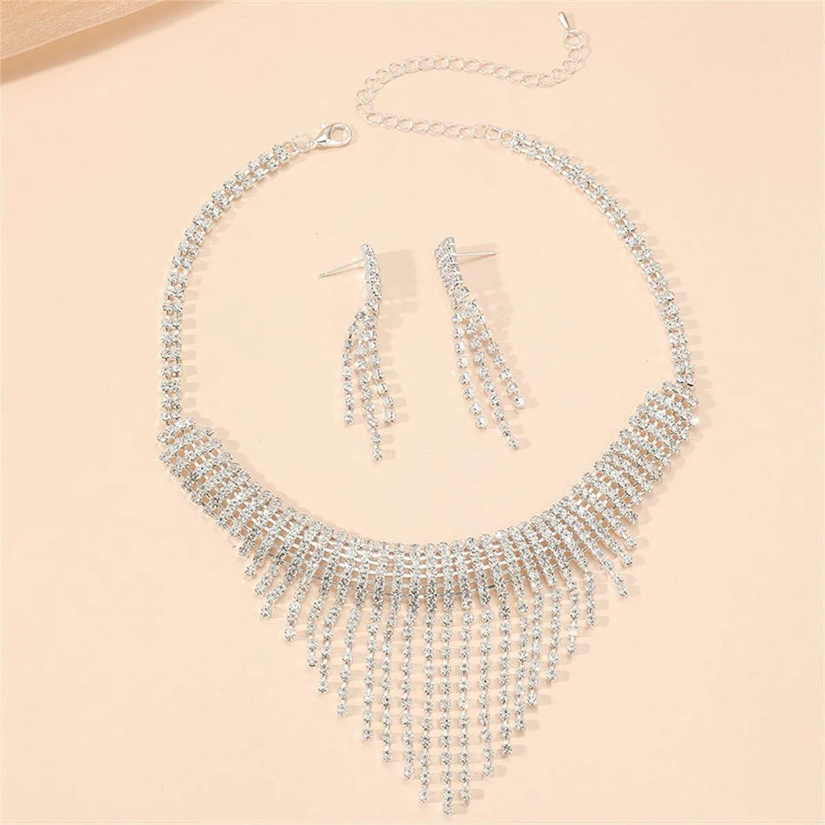 Cubic Zirconia & Silvertone Tassel Drop Earrings & Statement Necklace sold by Zulily