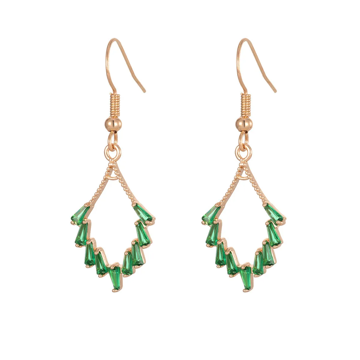 Green Cubic Zirconia & Goldtone Rhombus Hook Earrings sold by Zulily product image thumbnail 2