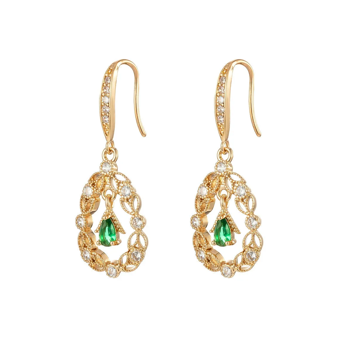 Green Crystal & Cubic Zirconia Goldtone Rattan Drop Hook Earrings sold by Zulily product image thumbnail 2