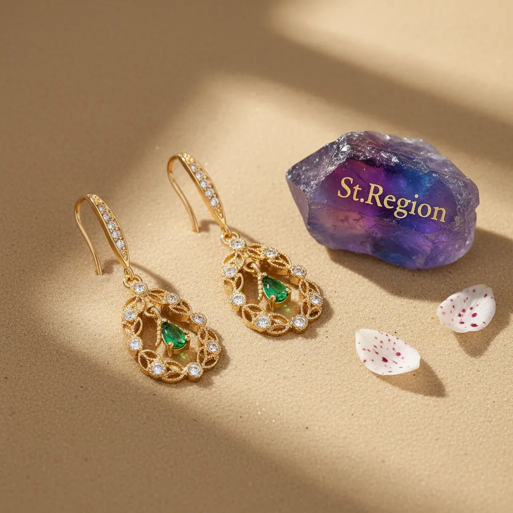 Green Crystal & Cubic Zirconia Goldtone Rattan Drop Hook Earrings sold by Zulily product image thumbnail 3