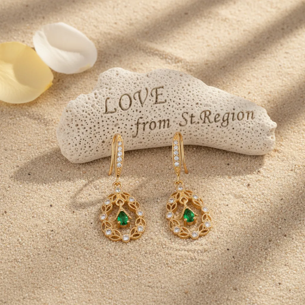 Green Crystal & Cubic Zirconia Goldtone Rattan Drop Hook Earrings sold by Zulily product image thumbnail 4