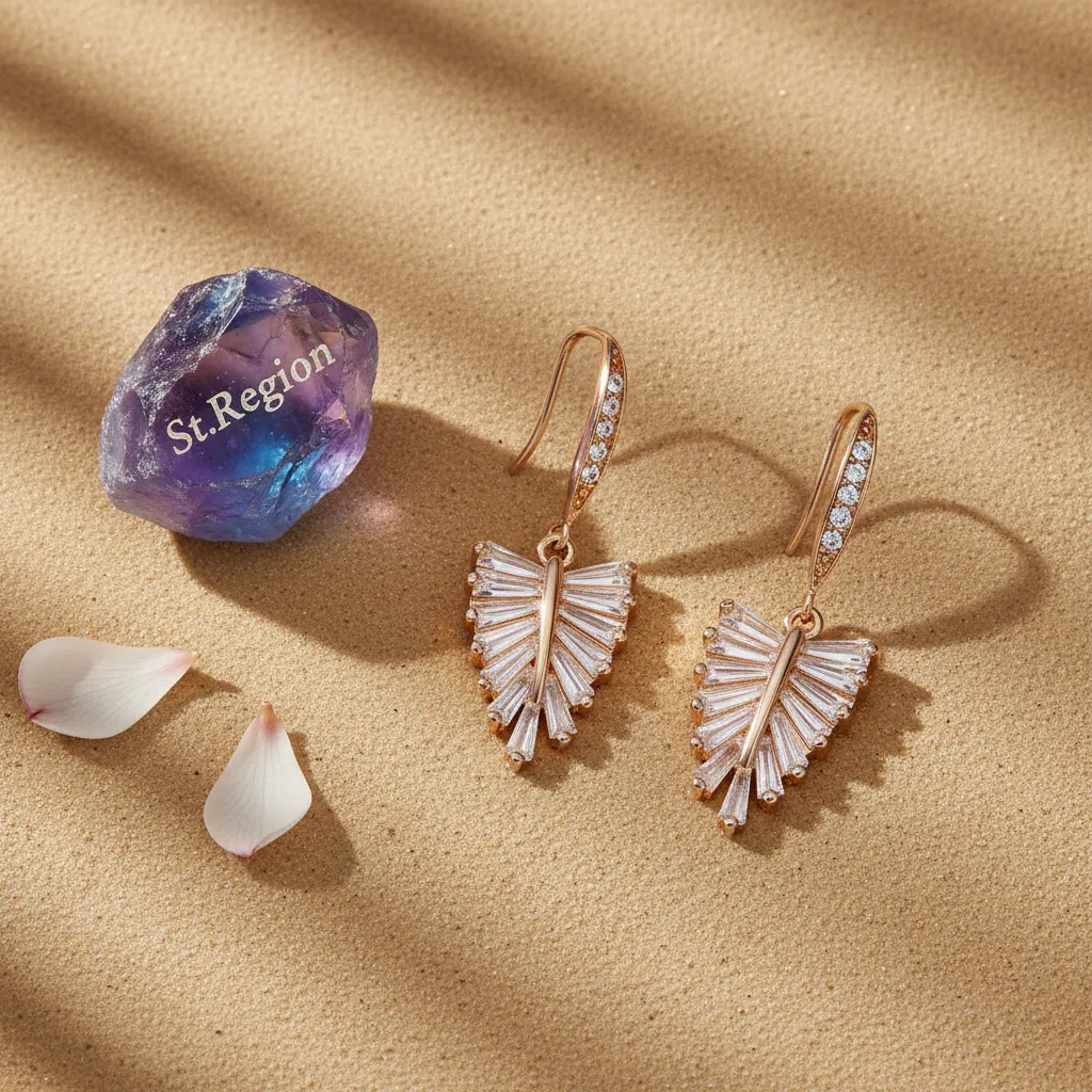 Cubic Zirconia & Goldtone Leaf Hook Earrings sold by Zulily product image thumbnail 3