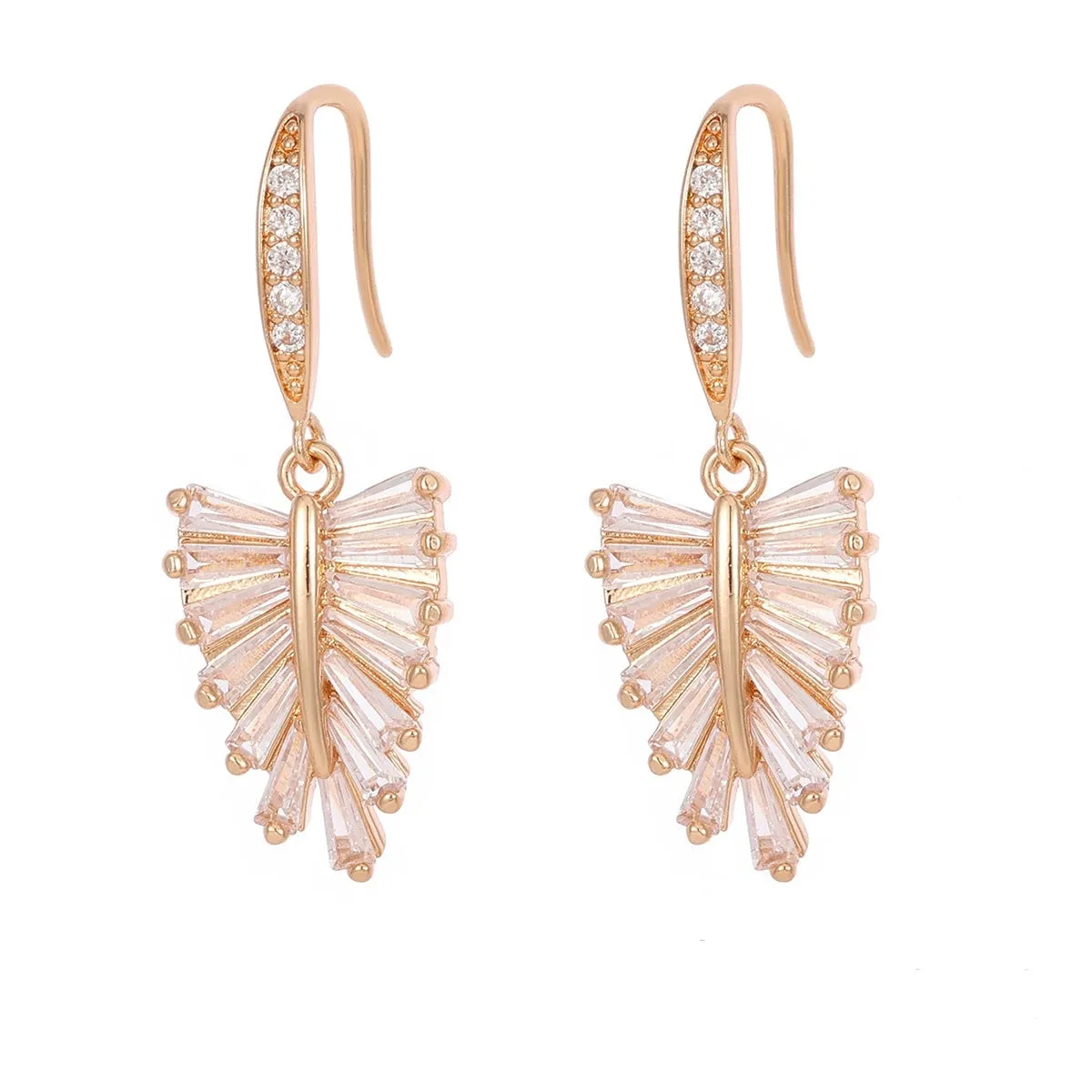 Cubic Zirconia & Goldtone Leaf Hook Earrings sold by Zulily product image thumbnail 2