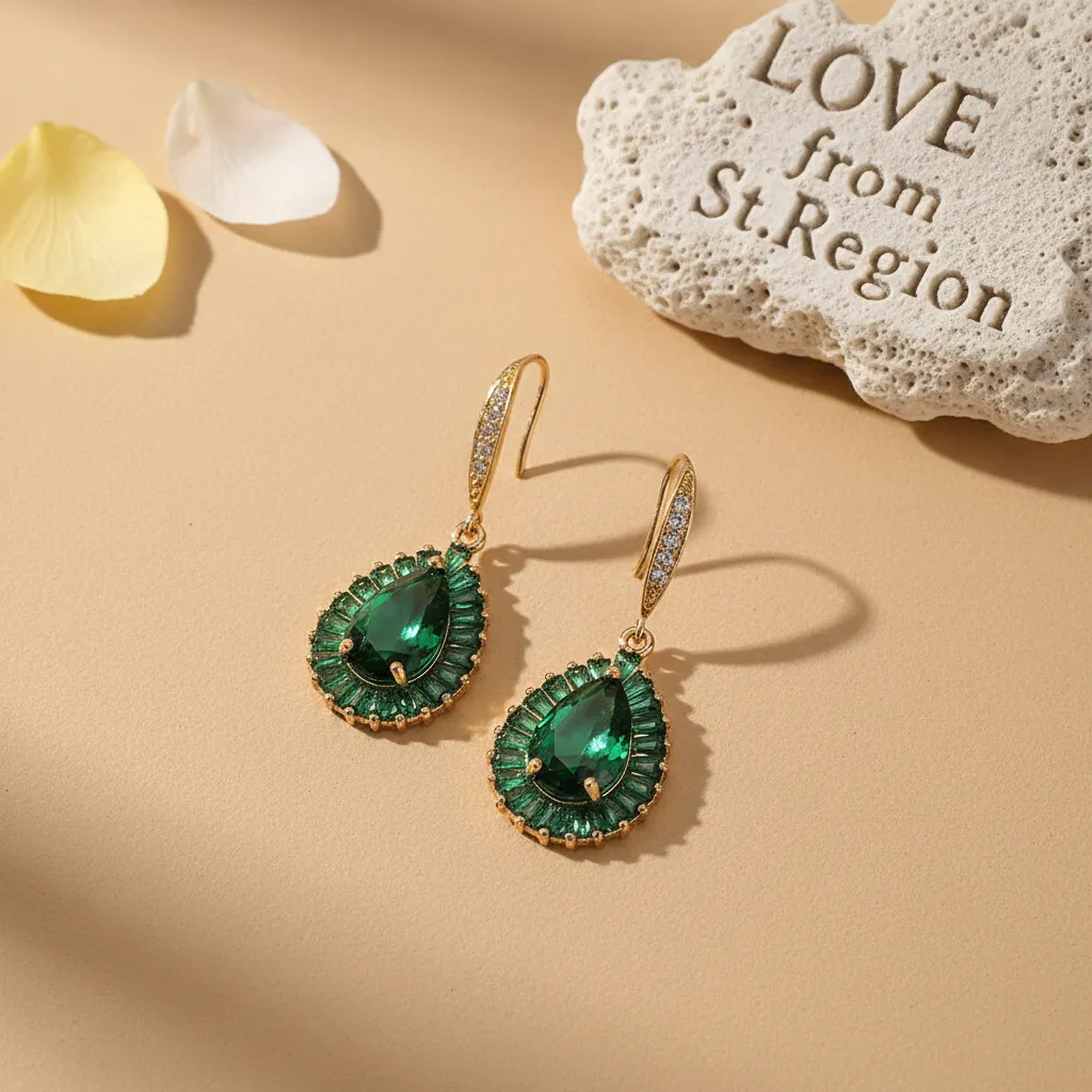 Green Crystal & Cubic Zirconia Goldtone Halo Drop Hook Earrings sold by Zulily product image thumbnail 4