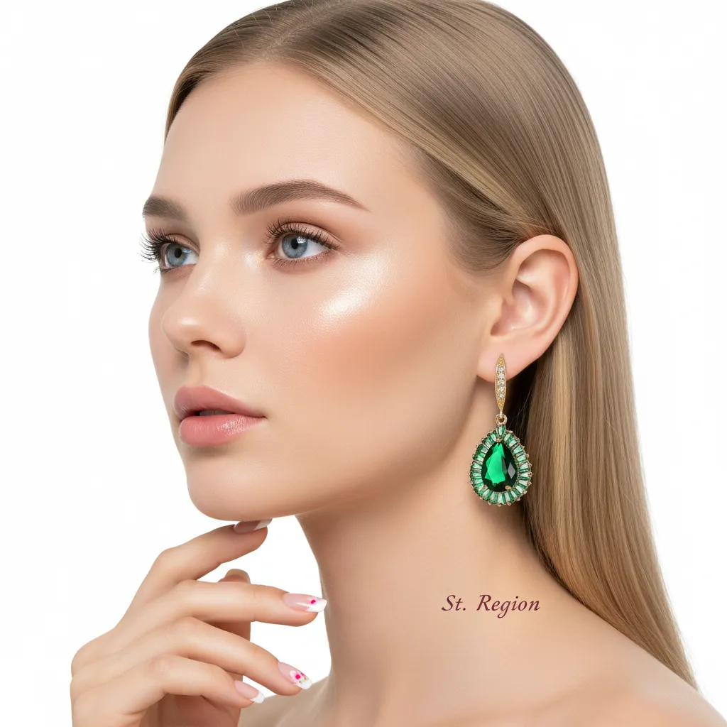 Green Crystal & Cubic Zirconia Goldtone Halo Drop Hook Earrings sold by Zulily product image thumbnail 5