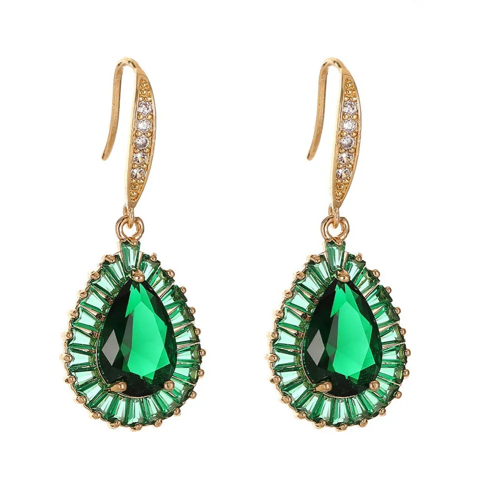 Green Crystal & Cubic Zirconia Goldtone Halo Drop Hook Earrings sold by Zulily product image thumbnail 2
