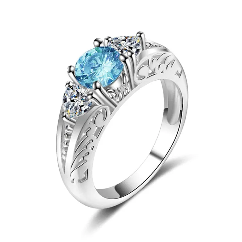 Blue Crystal & Cubic Zirconia Filigree Ring made by Zulily