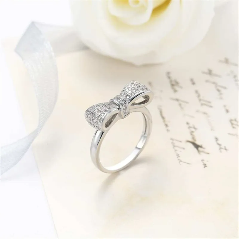 Cubic Zirconia & Silvertone Bow Ring made by Zulily