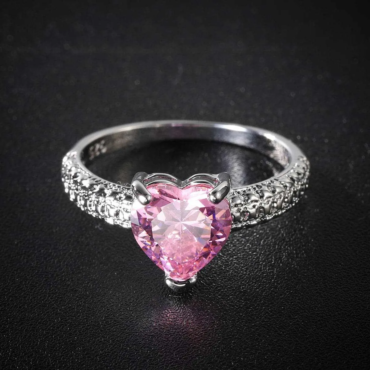 Pink Crystal & Silvertone Heart Ring sold by Zulily product image thumbnail 2