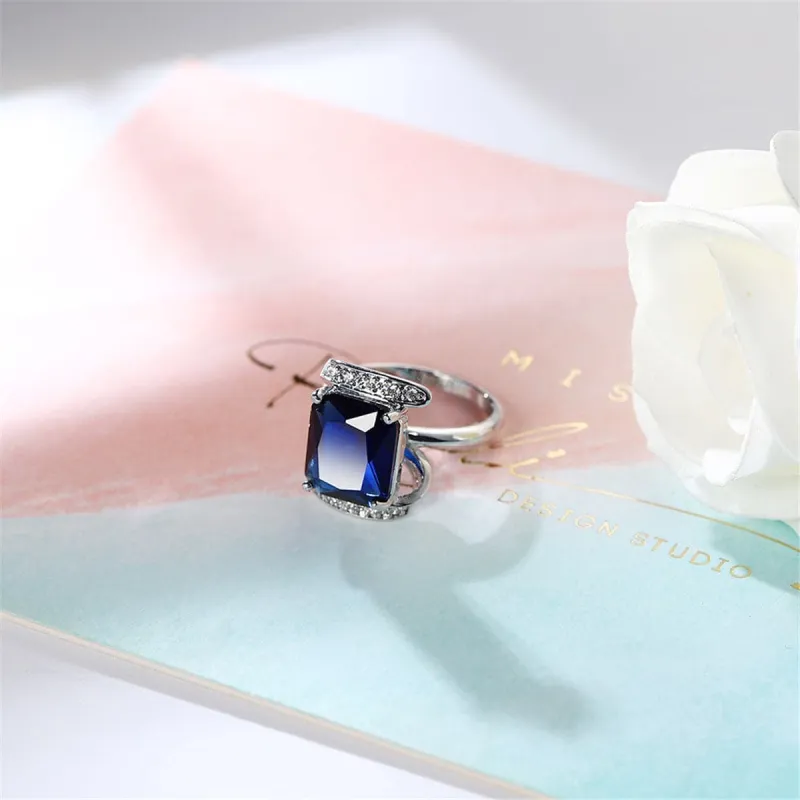 Navy Crystal & Cubic Zirconia Princess-Cut Ring made by Zulily