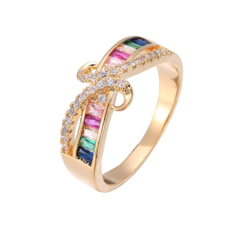 Cubic Zirconia & Rainbow Crystal Rattan Ring made by Zulily